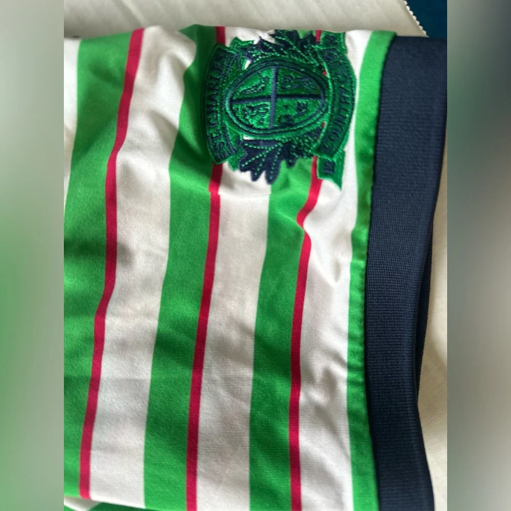 Ralph Lauren RLX Polos Mens XL Green White Striped Short Sleeve Performance Golf